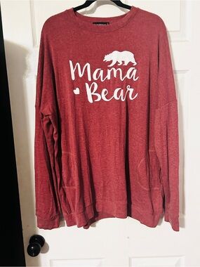 Mama Bear Maroon Cozy Graphic Sweatshirt